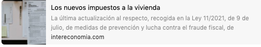 Nuevos impuestos sobre la vivienda